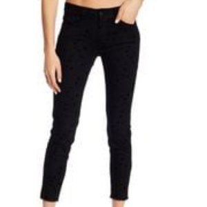 Kensie Black Flocked Star Ankle Jeans, Size 6/28